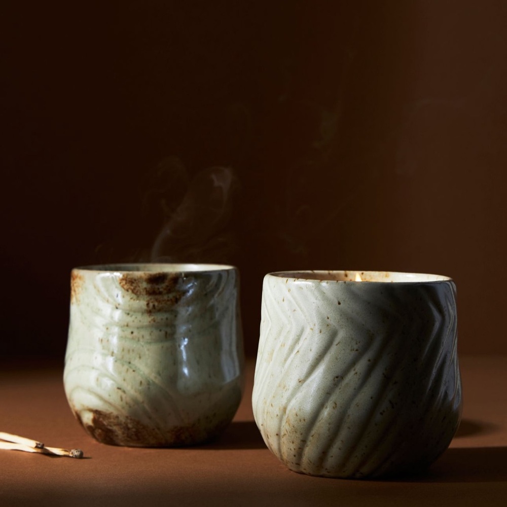 Upcycled Anthropologie Snowfall Candle Vessel - Neutral Ceramic Pen Cup - Picture 10 of 11